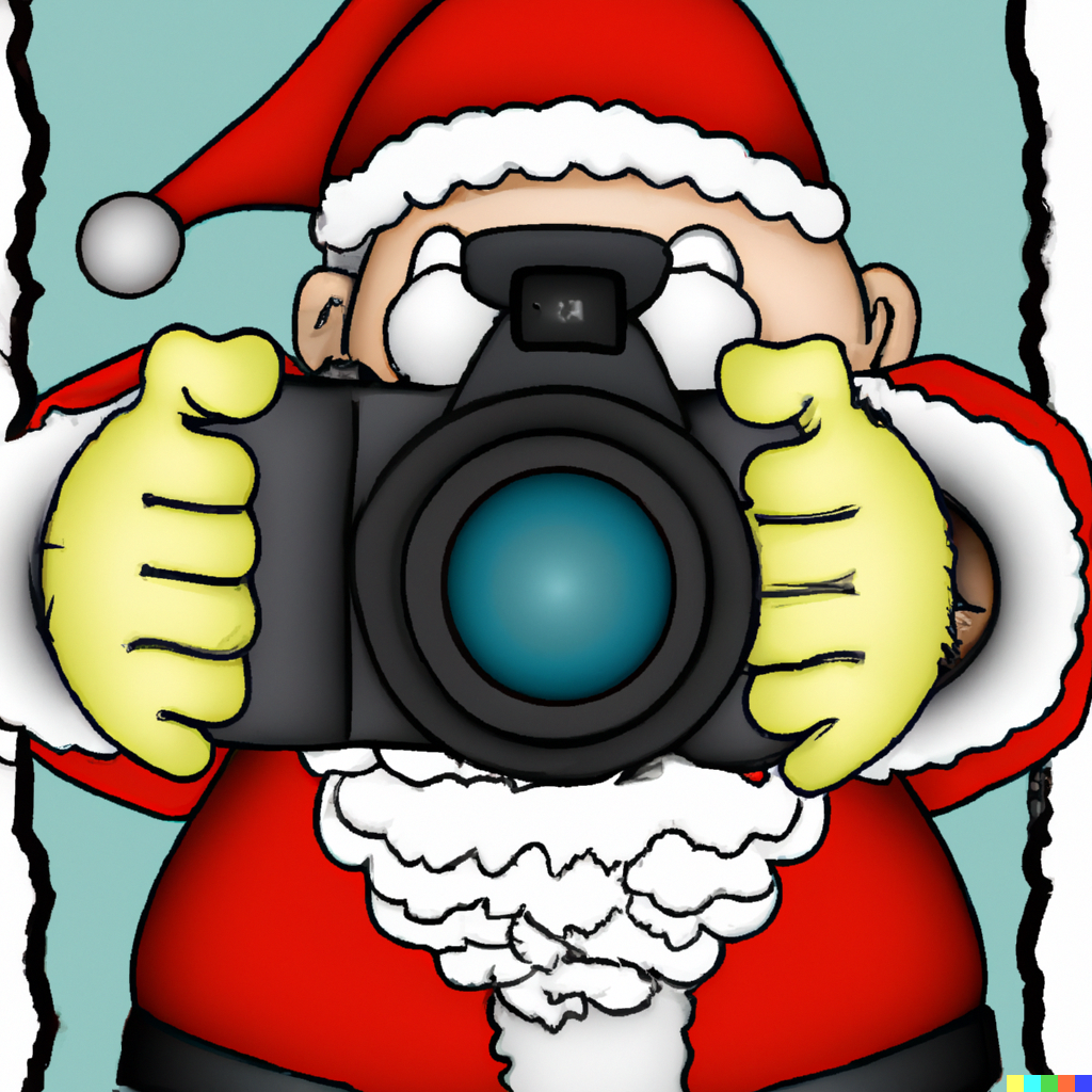 DALL·E 2022-12-20 20.26.46 - cartoon of santa claus in front of me taking a photo of me.png