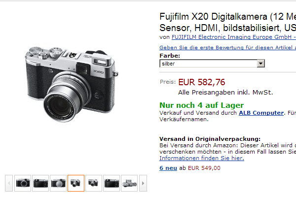 Fuji X20 en Amazon Alemania