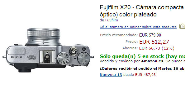 Fuji X20 en Amazon España