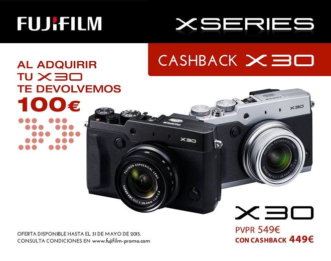 La Fuji X30, a precio de derribo gracias al cashback de 100€ de Fujifilm España.