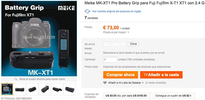 Grip Meike MK-XT1 Pro para Fujifilm X-T1