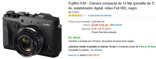 Oferta Amazon Fuji X30