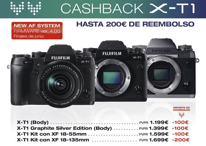 Cashback Fujifilm X-T1 junio 2015