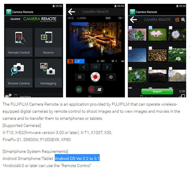 Fujifilm Camera Remote Android 5.0