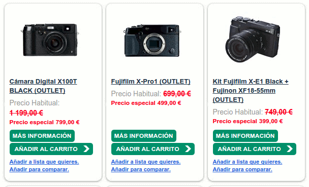 Fujifilm cámaras outlet