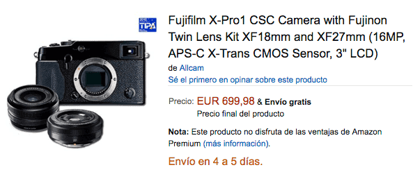 X-Pro1 + 18mm + 27mm en Amazon