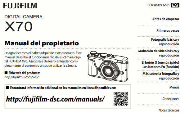 Manual de la Fujifilm X70