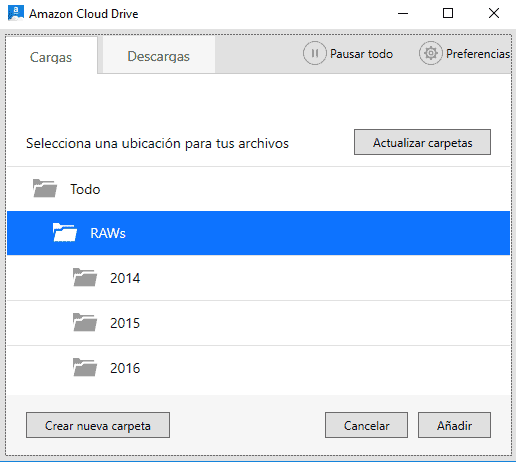 La aplicación de carga/descarga de archivos a Amazon Cloud Drive