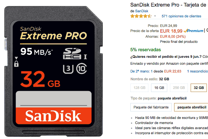 Oferta por Sandisk Extreme Pro 32 GB.