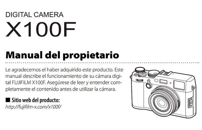 Manual de la Fujifilm X100F.