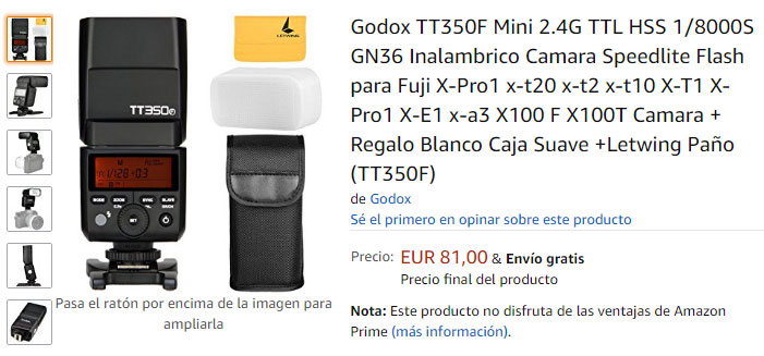 Godox TT350F en stock en Amazon.