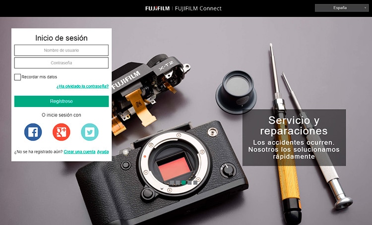Nueva web de registro de garantía Fujifilm-Connect