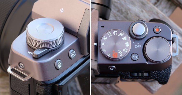 Controles superiores de la Fujifilm X-T100.