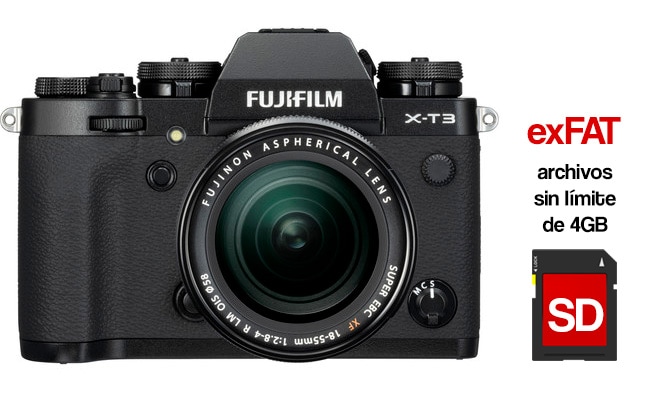 La Fujifilm X-T3 soportará sistema de archivos exFAT.