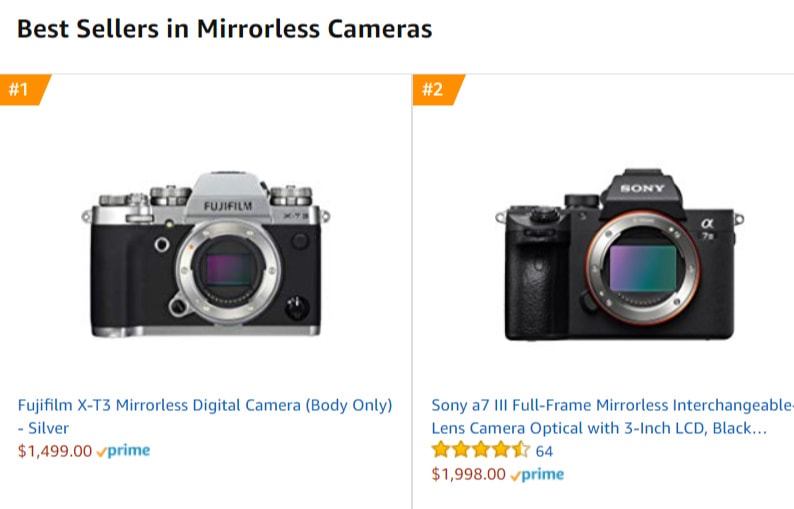 Fujifilm X-T3 más vendida en Amazon.