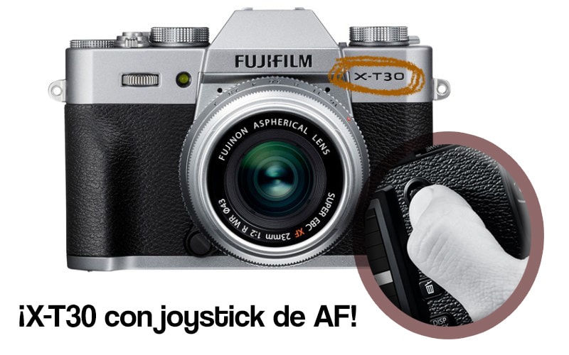 X-T30 fake con joystick selector de enfoque.