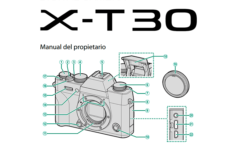 Manuall de usuario de la Fuji X-T30.