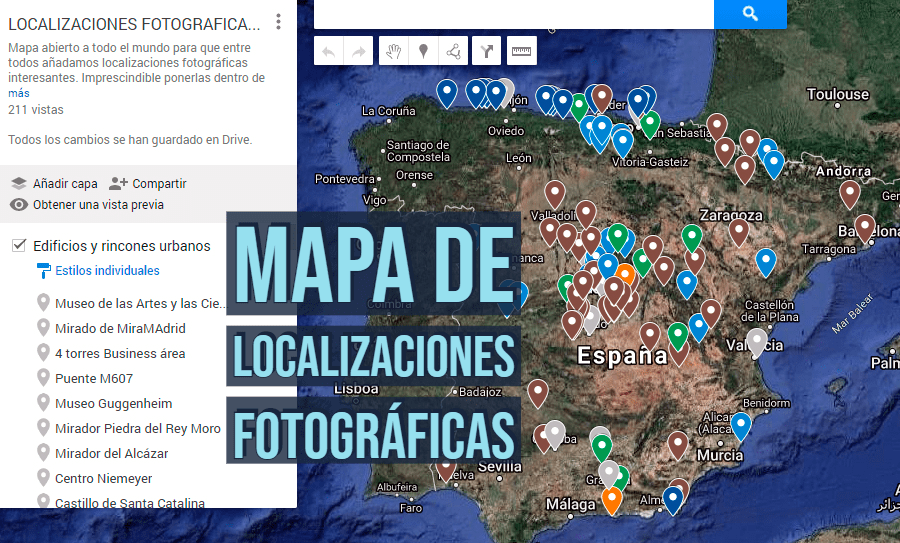 Mapa colaborativo de localizaciones fotográficas.