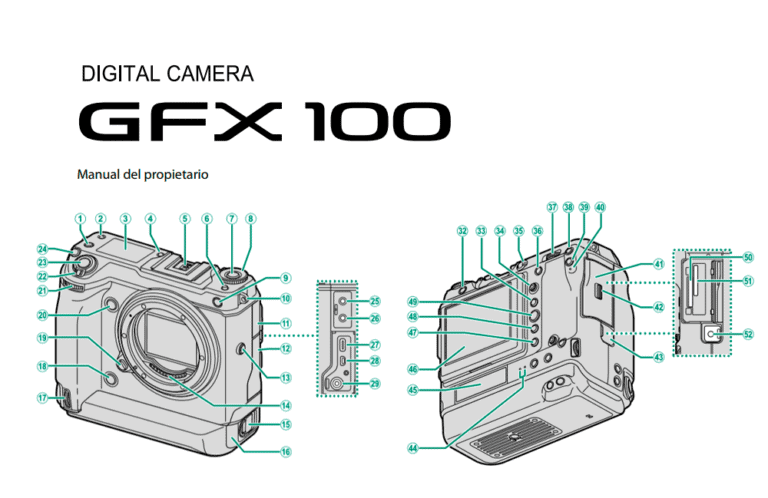 Manual de la Fuji GFX 100 en español.
