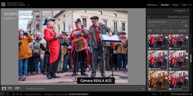 La simulación REALA ACE, disponible para la Fujifilm X-T5 y X-H2… en Lightroom Classic